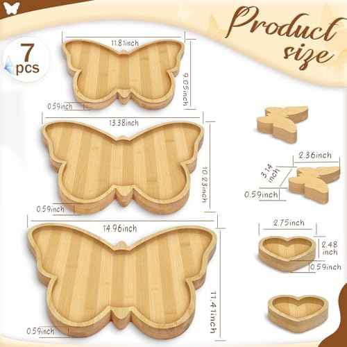 3 Pcs Butterfly Charcuterie Board with 2 Dipping Saucers and 2 DIY Decor