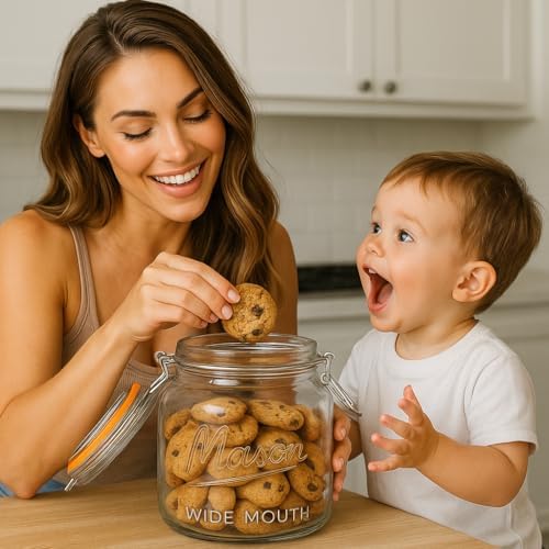 kitchentoolz Large Glass Mason Jars with Airtight Lids - Half Gallon