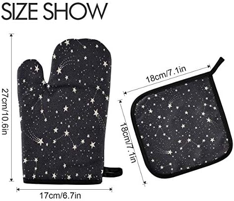 QMXO Galaxy Constellations Stars Oven Mitts Quilted Cotton Lining