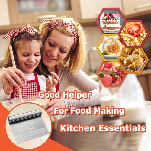 Bench Scraper Dough Pastry Cutter Stainless Steel Blade Kitchen Baking