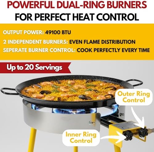 Paelluxe Paella Burner Stand & Regulator Set with 24 Inch Pan- 20