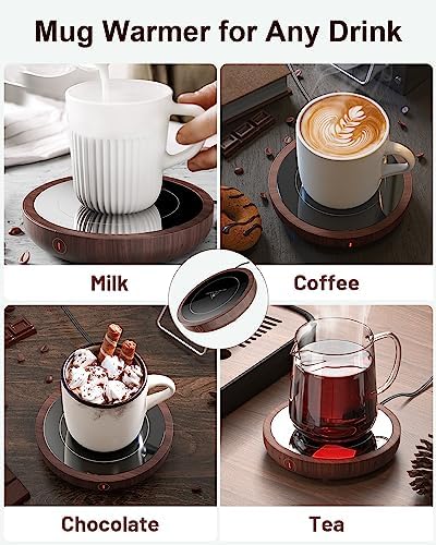 SWEETFULL Coffee Mug Warmer, Electric Cup Warmer for Desk - Wood