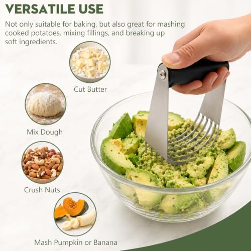 Stainless Steel Pastry Dough Blender and Cutter, Heavy-Duty Baking