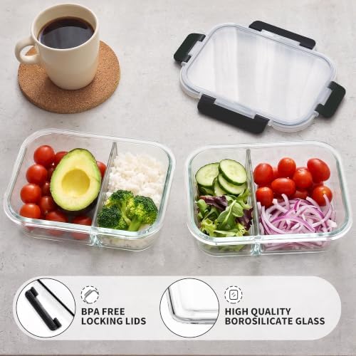 8-Pack 36 oz Borosilicate Glass Meal Prep Containers