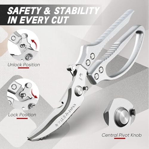 TIVOLI Multifunctional Poultry Shears Silver with Non-Slip Handle