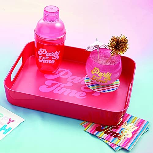 Slant Collections Bar Tray Pink and Red Retro Acrylic Serving Platter