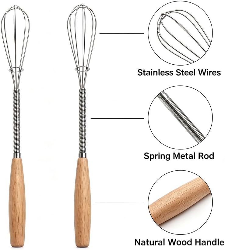 ARFUKA Mini Whisk Stainless Steel Wire Small Egg Whisk, Pack of 2