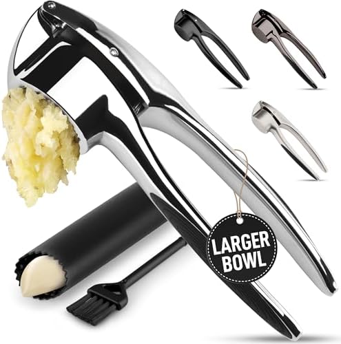 Zulay Kitchen Garlic Press Set, Chrome