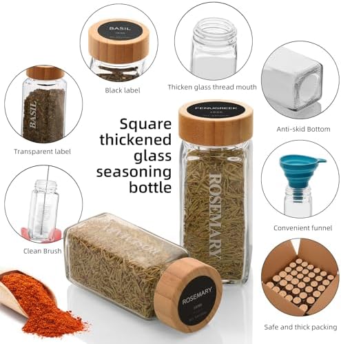 12 Pcs 4 OZ Glass Spice Jars with Bamboo Lids, Glass Jars with