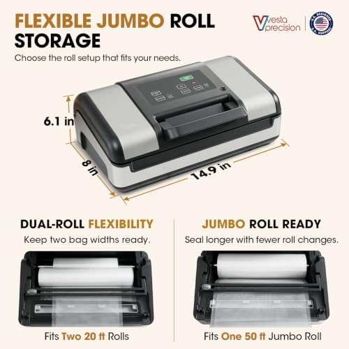Vesta Precision 12" Vacuum Sealer, 1x50' or 2x20' Rolls