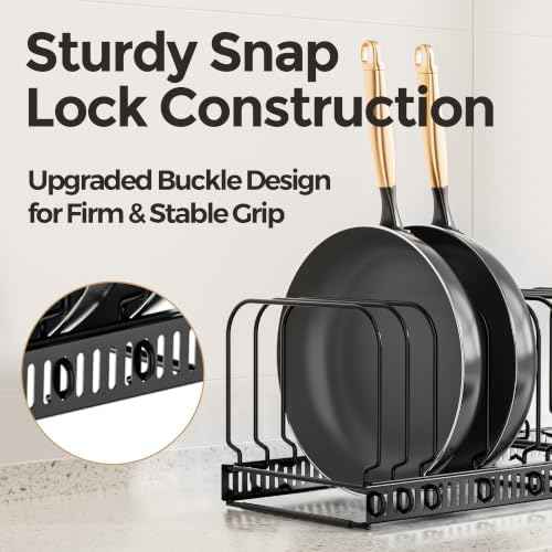 MUDEELA Expandable Cutting Board Organizer Pot Lids Rack 15 Dividers 1-Pack