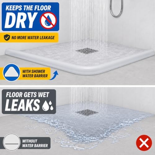 Shower Threshold Water Dam Barrier, 1.2 x 0.55 in, Transparent