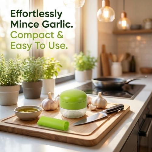 2 Sets, 3-in-1 Stainless Steel Garlic Press and Mincer