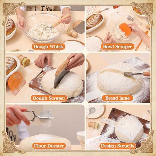 Sourdough Starter Kit with Banneton Proofing Basket, Jar and Baking