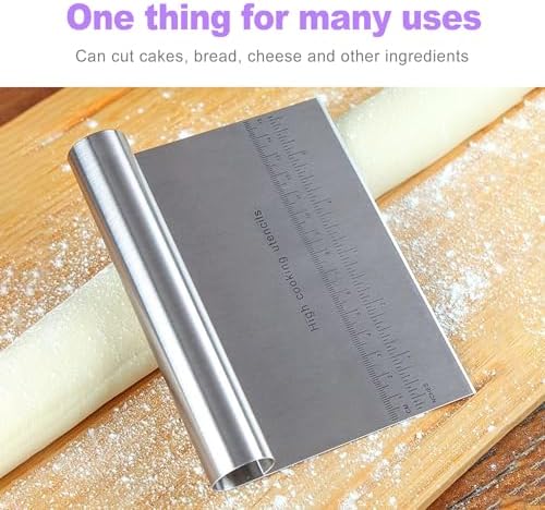 2 Pack Stainless Steel Dough Cutter Scraper Set - Bench Scraper &