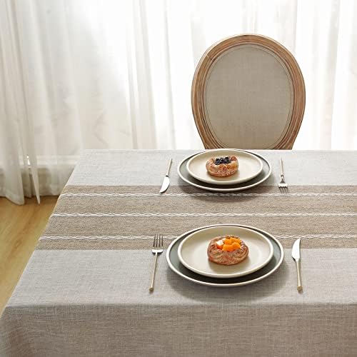 Laolitou Rustic Tablecloth Cotton Linen Waterproof Farmhouse