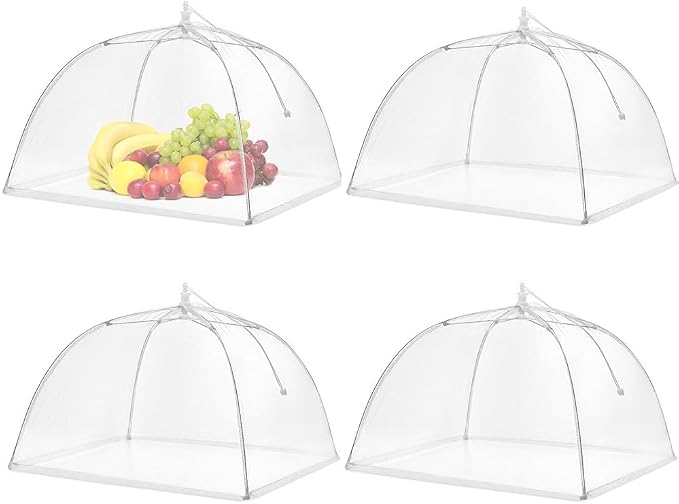 Food Covers, SPANLA 4 Pack Large and Tall Mesh Food Covers by SPANLA