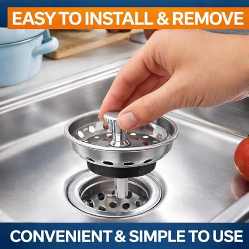 Kitchen Sink Drain Strainer 2 Pack of Stopper Combo Basket Replacement