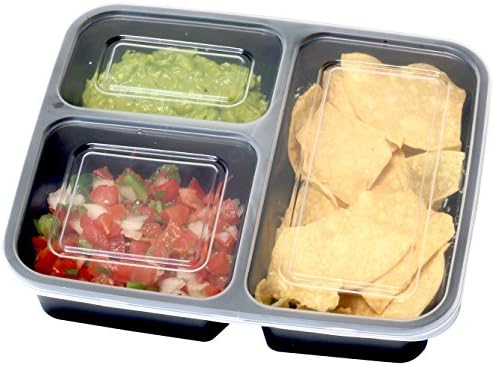 Simple Houseware 16 Pack 36-oz 3-Compartment Meal Prep Container