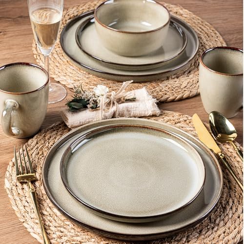 GBHOME Dinnerware Sets for 8, 24 Pieces Ceramic Plates and Bowls Set