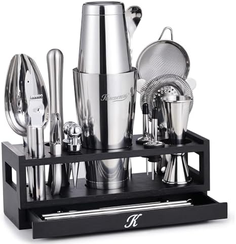 Kitessensu 25-PC Professional Bartender Kit, Bar Tool with Drawer