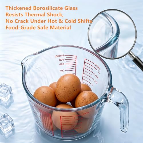 Glass Measuring Cup,Included Strainer, 1-Cup, Clear Measuring Jugs