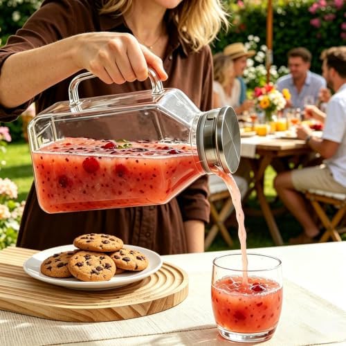 1 Gallon Square Glass Pitcher with Lid, Borosilicate Carafe