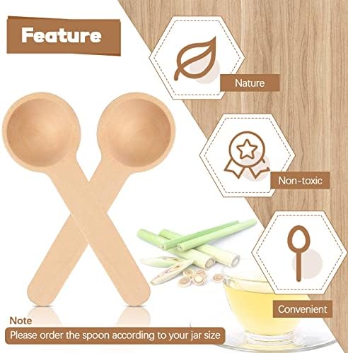 Baderke 50 Sets 3 Inch Small Wooden Spoons with Tags Twine for Honey