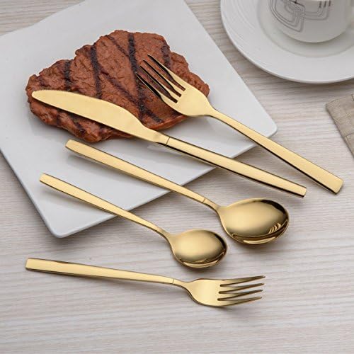 Berglander 20 Piece Titanium Gold Plated Stainless Steel Flatware Set