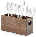Wooden Utensil Holder Organizer for countertop, 3 Compartment Cutlery Caddy