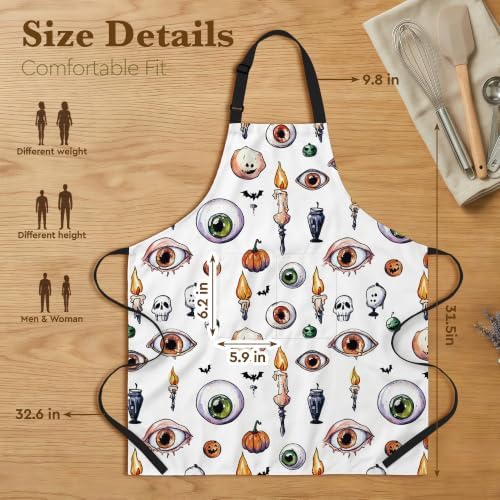 Halloween Eyeball Baking Apron for Women,Baker,Horro Skull Baking