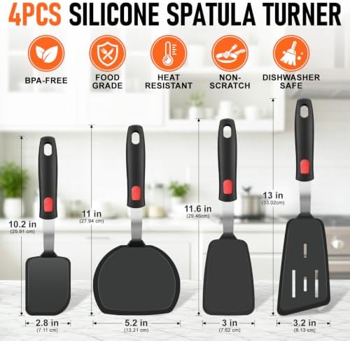4Pcs Silicone Spatula Turner Set