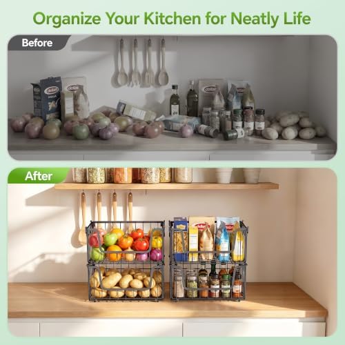 4 Pack Foldable Wire Storage Baskets