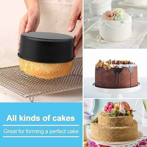E-far Deep Cake Pan Set of 3 (6/8/91⁄2 Inch), Nonstick Stainless Steel