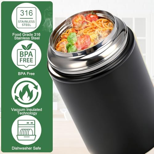 Juome Thermo for Hot Food, 18oz Soup Lunch Box for Adults, Stainless