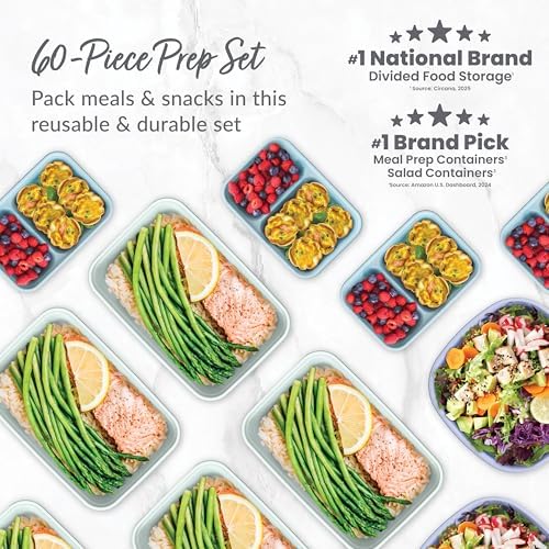 Bentgo Prep Variety Kit, 60 Piece, Reusable Trays, Bowls & Snack Boxes