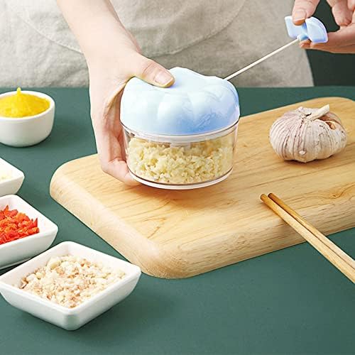 2PCS Manual Food Chopper, Garlic Chopper Hand Pull String Vegetable
