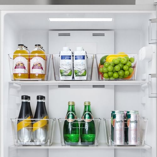 12 PACK Clear Plastic Storage Bins, Kitchen Cabinet Pantry Organizer