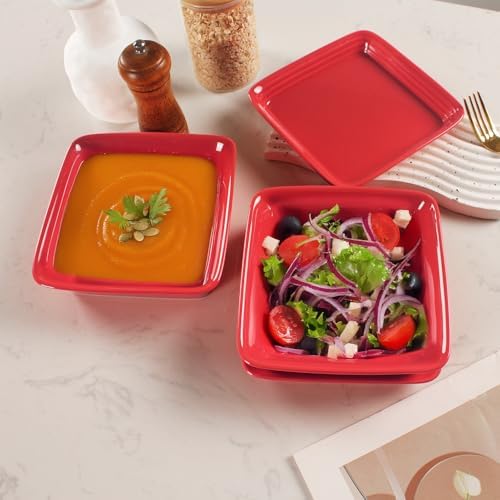 Casserole Dish 15.22 Ounce Ceramic Square Bakeware Set with Lids, Set