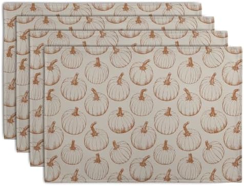 Fall Placemats Set of 4 Burnt Orange Pumpkin Place Mat Autumn