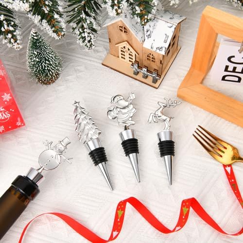 2 Pack Christmas Wine Stopper Alloy Wine Bottle Stoppers for Christmas