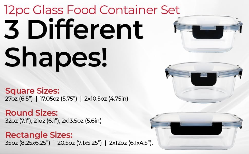 Magic Mill 24-Piece Borosilicate Glass Food Storage Set
