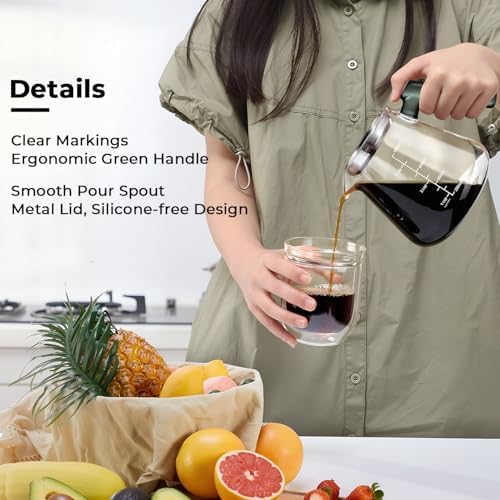 Aquach 28oz Pour Over Coffee Maker, Borosilicate Glass Carafe