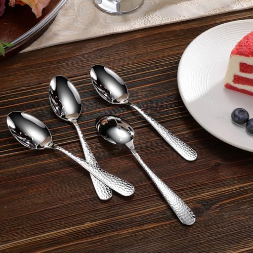 KEAWELL Premium Louise Hammered 4-Piece Teaspoon Set (6.4" Teaspoons)