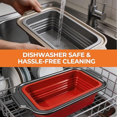 2-Pack Collapsible Silicone Bread Pans with Reinforced Rim & Oven