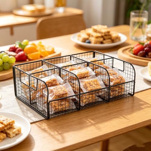Snack Organizer for Countertop, 6 Compartment Snack Box Bin, Bar