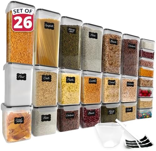 Reli. Pantry Organizers and Storage | Food Containers with Lids (26 Sets)
