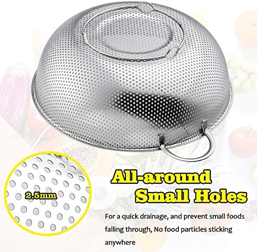 P&P CHEF Stainless Steel Colander, 2 Pcs Metal Colanders Strainer, 1