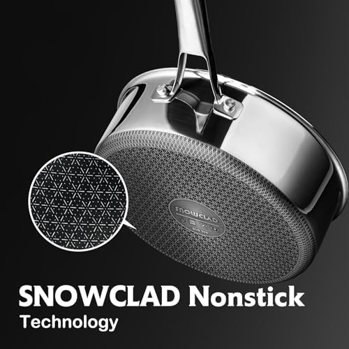 SNOWCLAD Frying Pans Nonstick with Lid,Hybrid Non Stick 5 Quart Saute