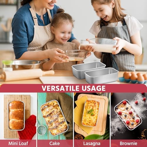 E-far Mini Loaf Pan Set of 8, Small Stainless Steel Bread Baking Pans